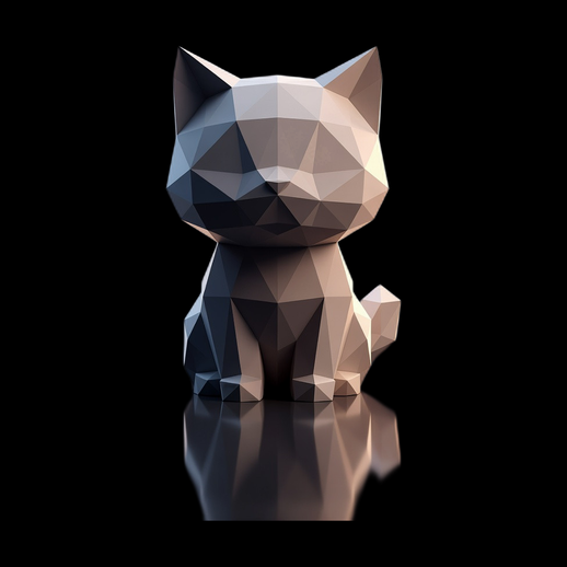 Chat low poly 3D gratuit stylise
