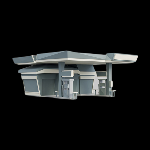 Station service 3D gratuit style low poly