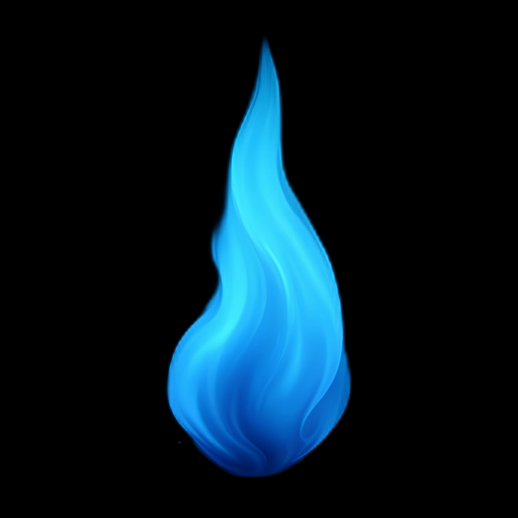 Flamme bleue 3D stylisée