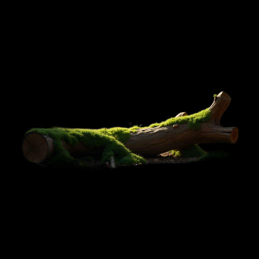Tronc d'arbre 3D couvert de mousse - modele 3D gratuit