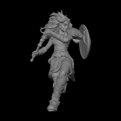 Guerriere fantasy 3D gratuit avec epee et bouclier