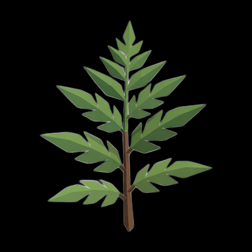 Branche feuillage stylise 3D gratuit low poly