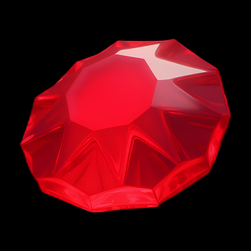 Rubis 3D Facetté Rouge Éclatant