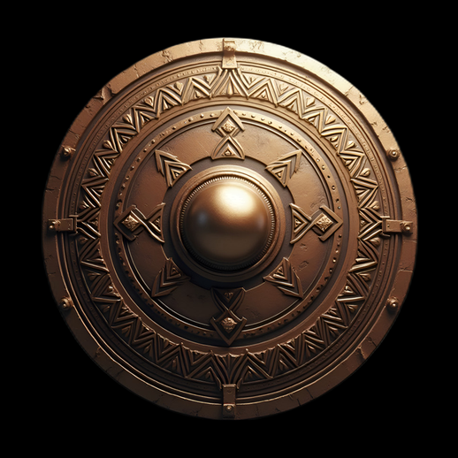 Bouclier rond bronze avec détails