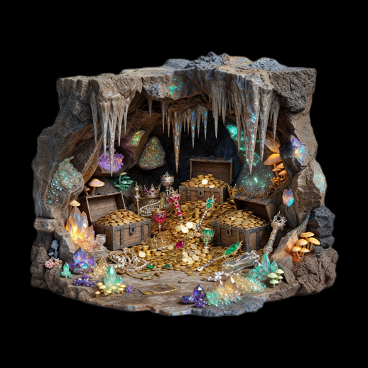 Caverne au tresor 3D gratuit fantastique detaille