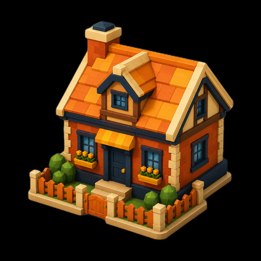 Maison stylisee 3D gratuit petite habitation cartoon