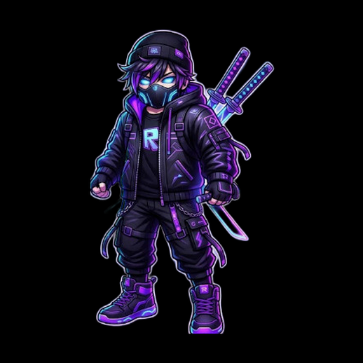 Personnage ninja cyberpunk 3D gratuit stylise