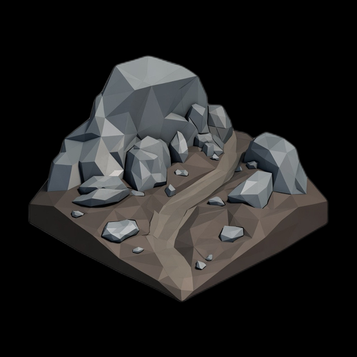 Terrain rocheux low poly 3D gratuit
