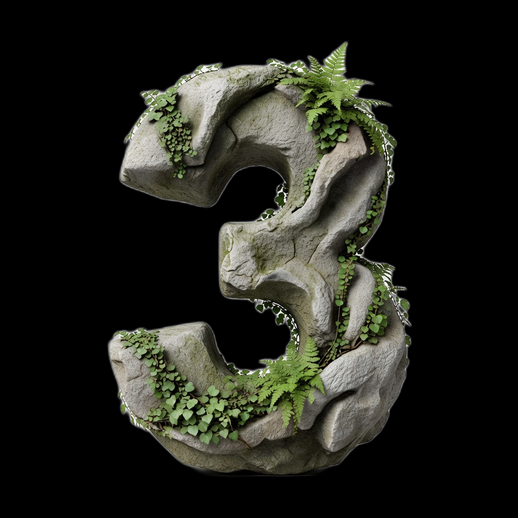 Chiffre 3D gratuit en pierre naturelle végétale
