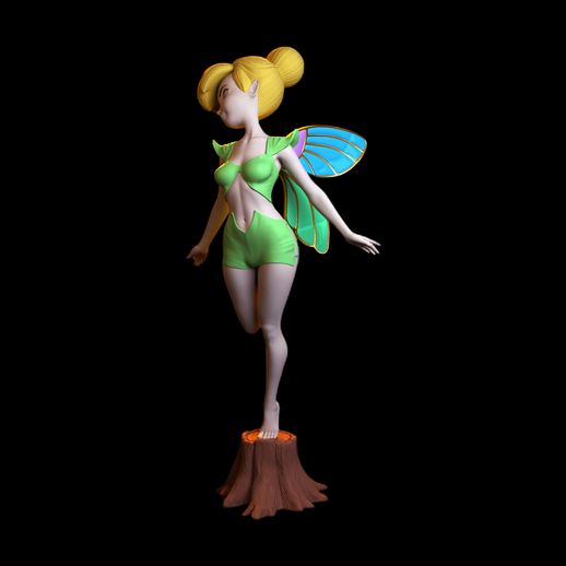 Fée clochette 3D gratuit avec ailes colorées - modele 3D gratuit