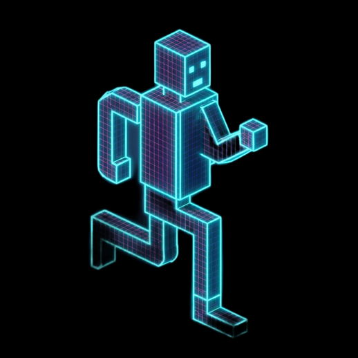 Personnage voxel 3D gratuit style neon futuriste