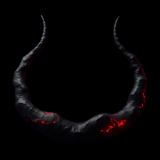 Cornes de diable noires incandescentes 3D