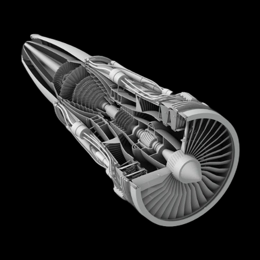 Moteur d'avion à réaction 3D gratuit en coupe