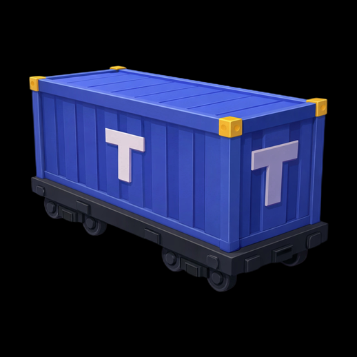 Conteneur ferroviaire 3D gratuit style cartoon bleu