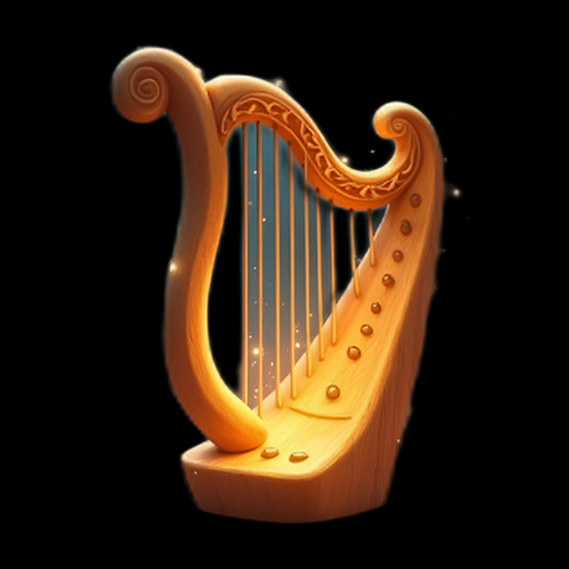 Harpe en bois stylisée 3D