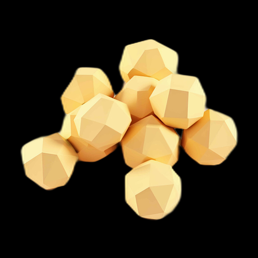 Icosaèdres jaunes texturés en 3D