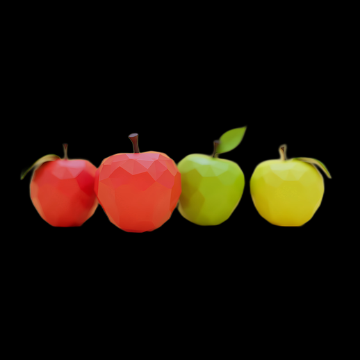 Pommes 3D Low Poly Colorées