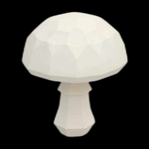 Champignon 3D Low Poly Blanc