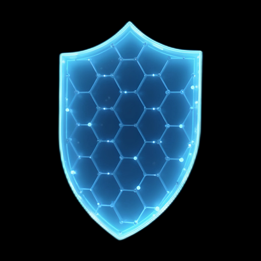 Bouclier futuriste bleu avec hexagones
