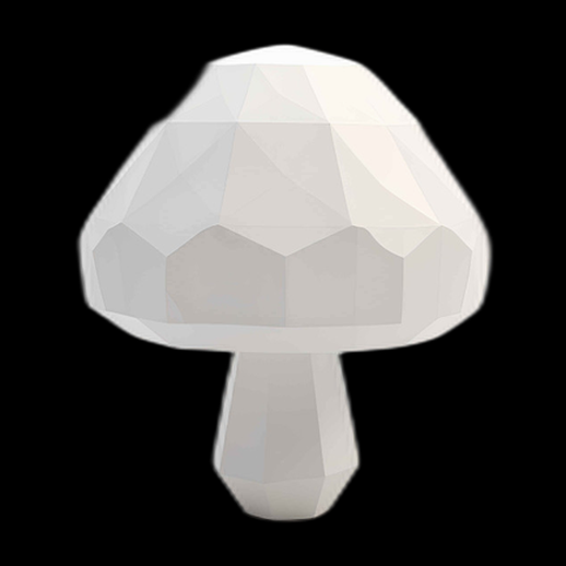 Champignon 3D Low Poly Blanc