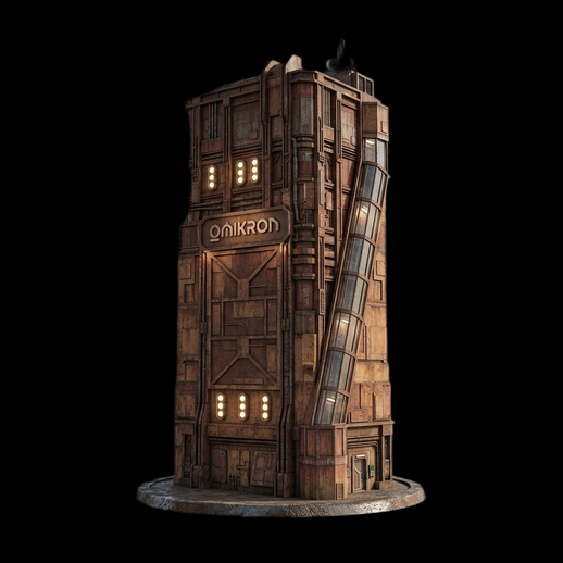 Immeuble cyberpunk 3D gratuit style industriel OMIKRON - modele 3D gratuit