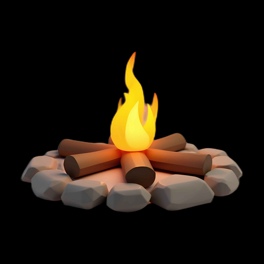 Feu de camp stylisé 3D