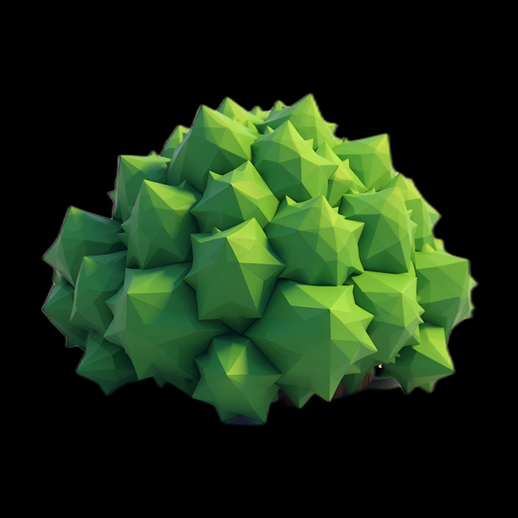 Arbuste Low Poly Vert Stylisé