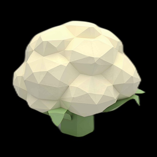 Chou-fleur low-poly 3D