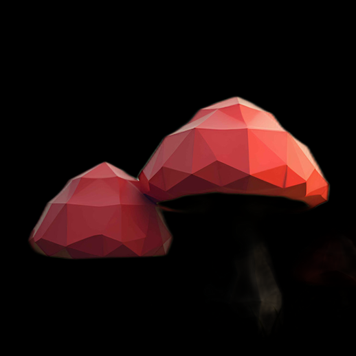 Champignons polygonaux rouges en 3D