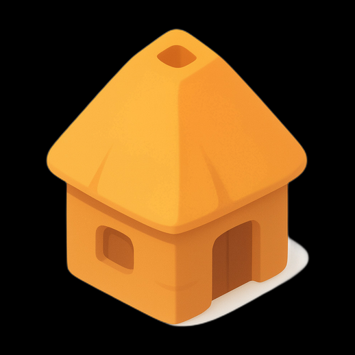 Petite maison orange stylisée 3D