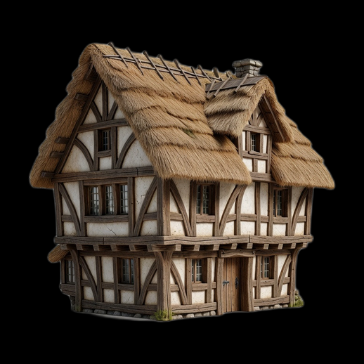 Maison medievale 3D gratuit a colombages realiste