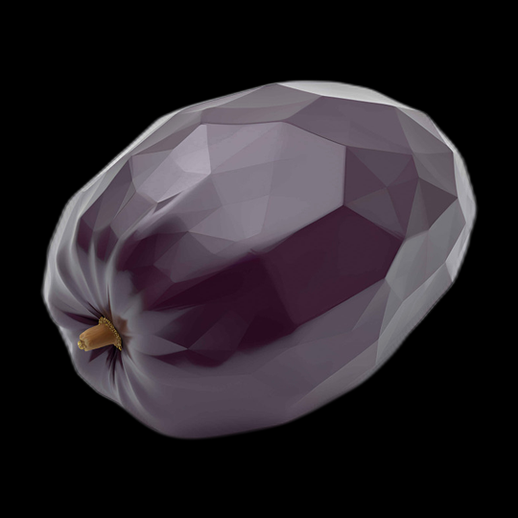 Prune polygonale 3D sombre
