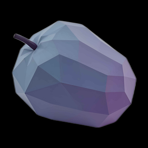 Pomme polygonale 3D aux teintes violettes