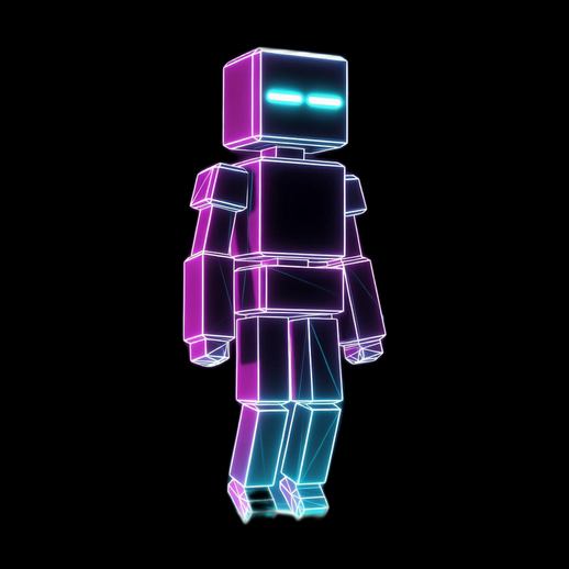 Robot humanoide 3D gratuit style neon futuriste