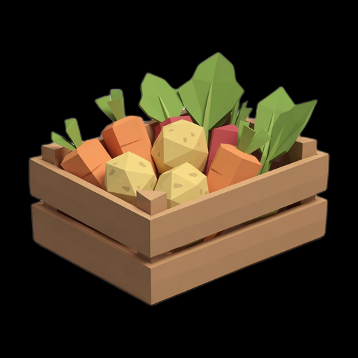 Caisse de legumes 3D gratuit low poly