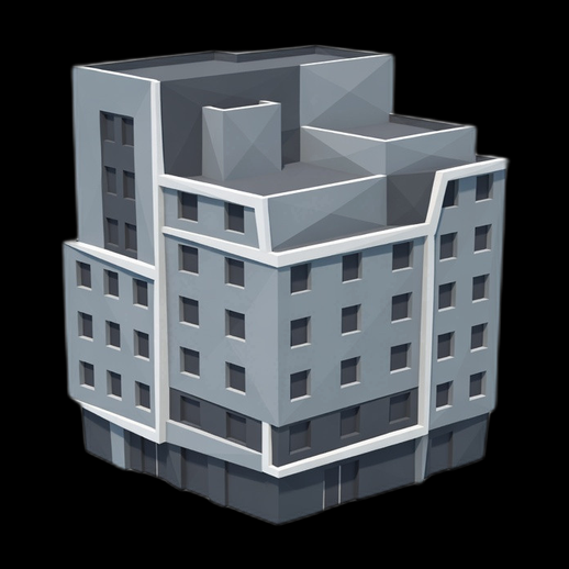 Immeuble urbain low poly 3D gratuit