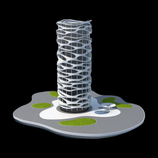 Tour architecturale 3D gratuit design organique moderne