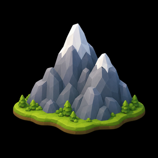 Montagne low poly 3D gratuit avec arbres