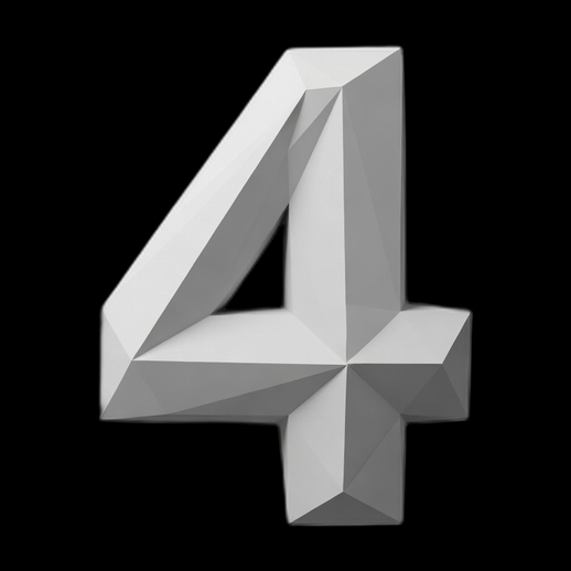Chiffre 4 3D gratuit style low poly