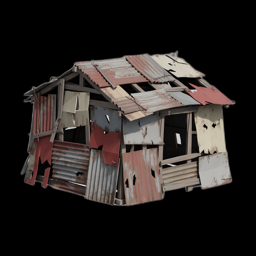 Cabane en tôle rouillée 3D gratuit