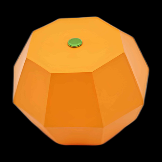 Orange géométrique 3D avec bouton vert