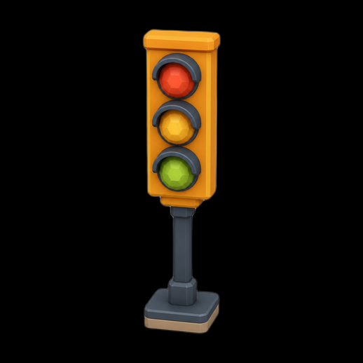 Feu tricolore stylise 3D gratuit low poly