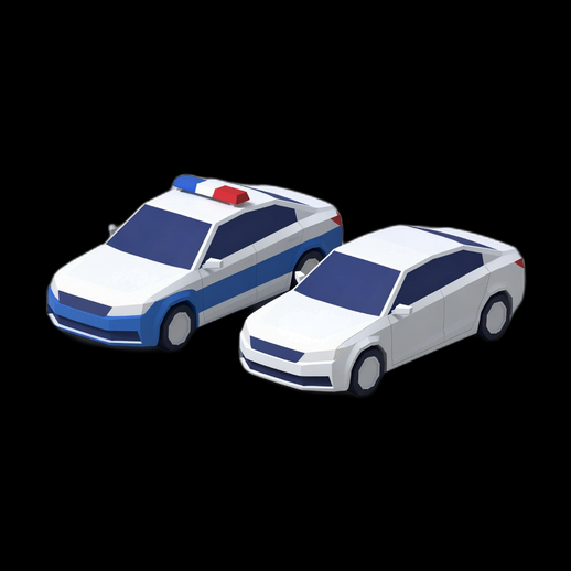 Voitures low poly 3D gratuit police et civile