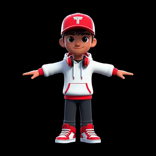 Personnage cartoon 3D gratuit ado casquette streetwear
