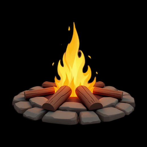 Feu de camp 3D stylisé