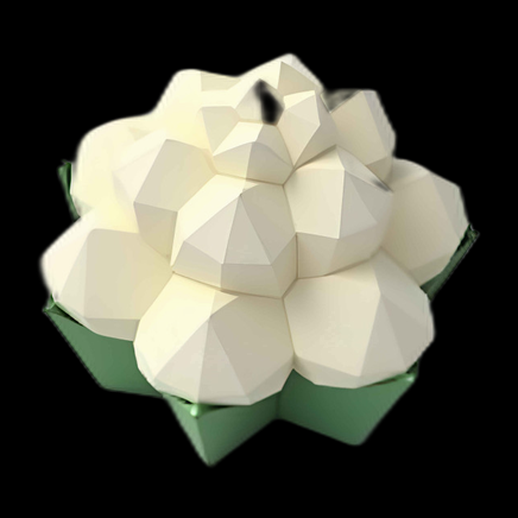 Fleur 3D géométrique blanche et verte