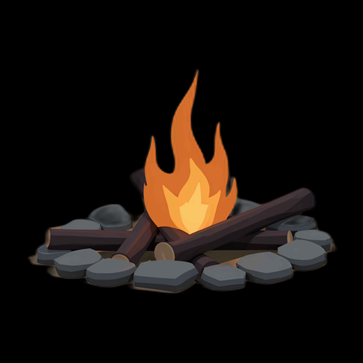 Feu de camp 3D stylisé