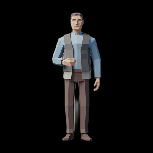 Personnage homme low poly 3D gratuit casual