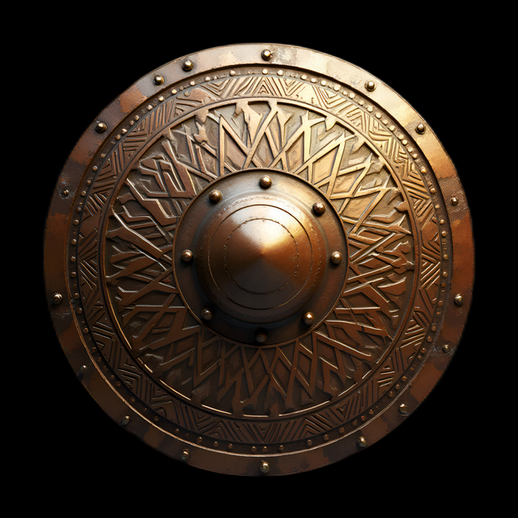Bouclier rond en bronze antique