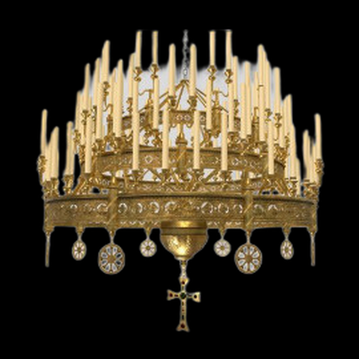 Chandelier eglise 3D gratuit dore avec bougies